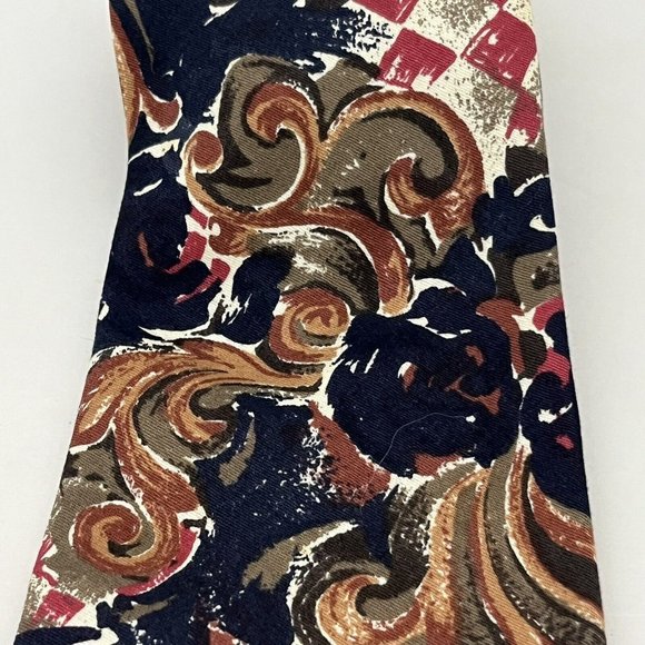 Vintage 1970s Cotton Tie Don Loper Beverly Hills Loud Print Checker Floral - Picture 3 of 10